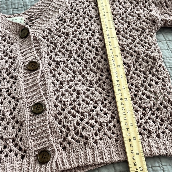 Nicole Miller Pink Cropped Cardigan with Open-Knit Design - Picture 14 of 14